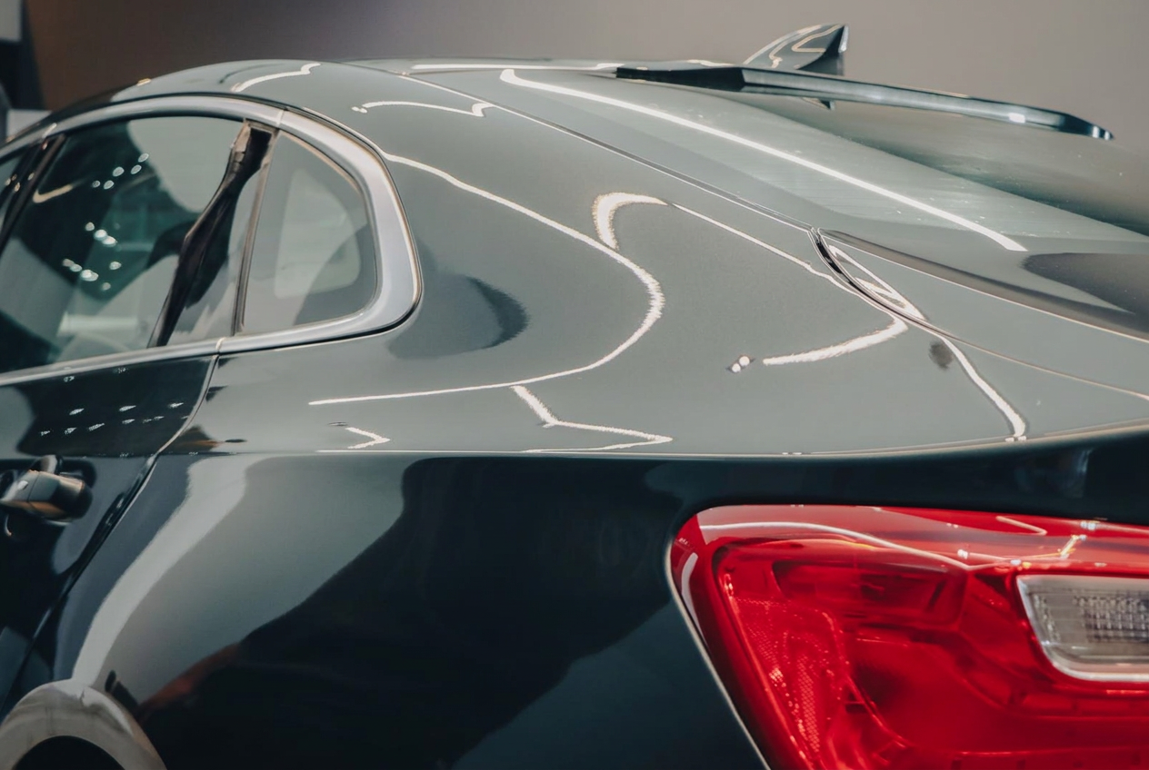 Glossy black paint after a full detail — after